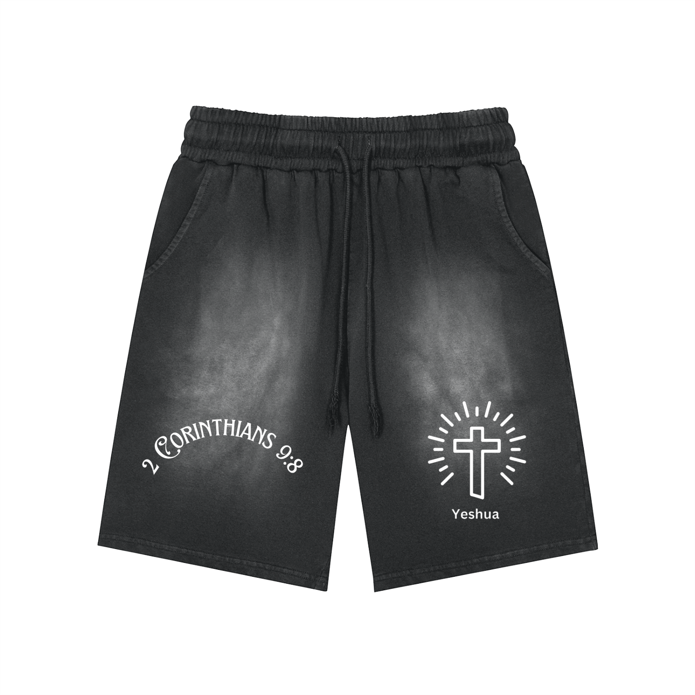 Rectangle Patch Monkey Washed Shorts - 360 GSM